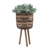 S/3 BAMBOO PLANTERS 11/13/15", BROWN